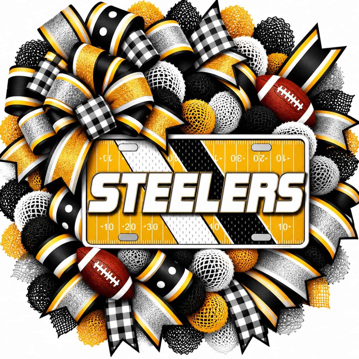 Pittsburgh Steelers Football Field License Plate Wreath