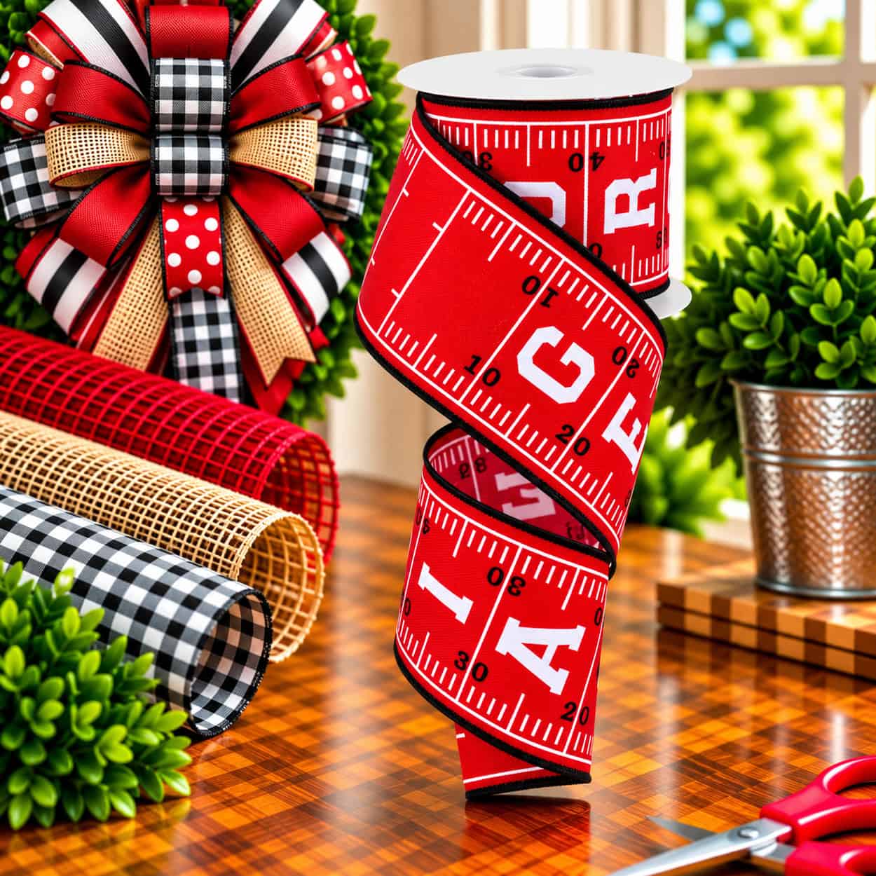 2.5" Georgia Football Field Ribbon - 10 yards - Image 2