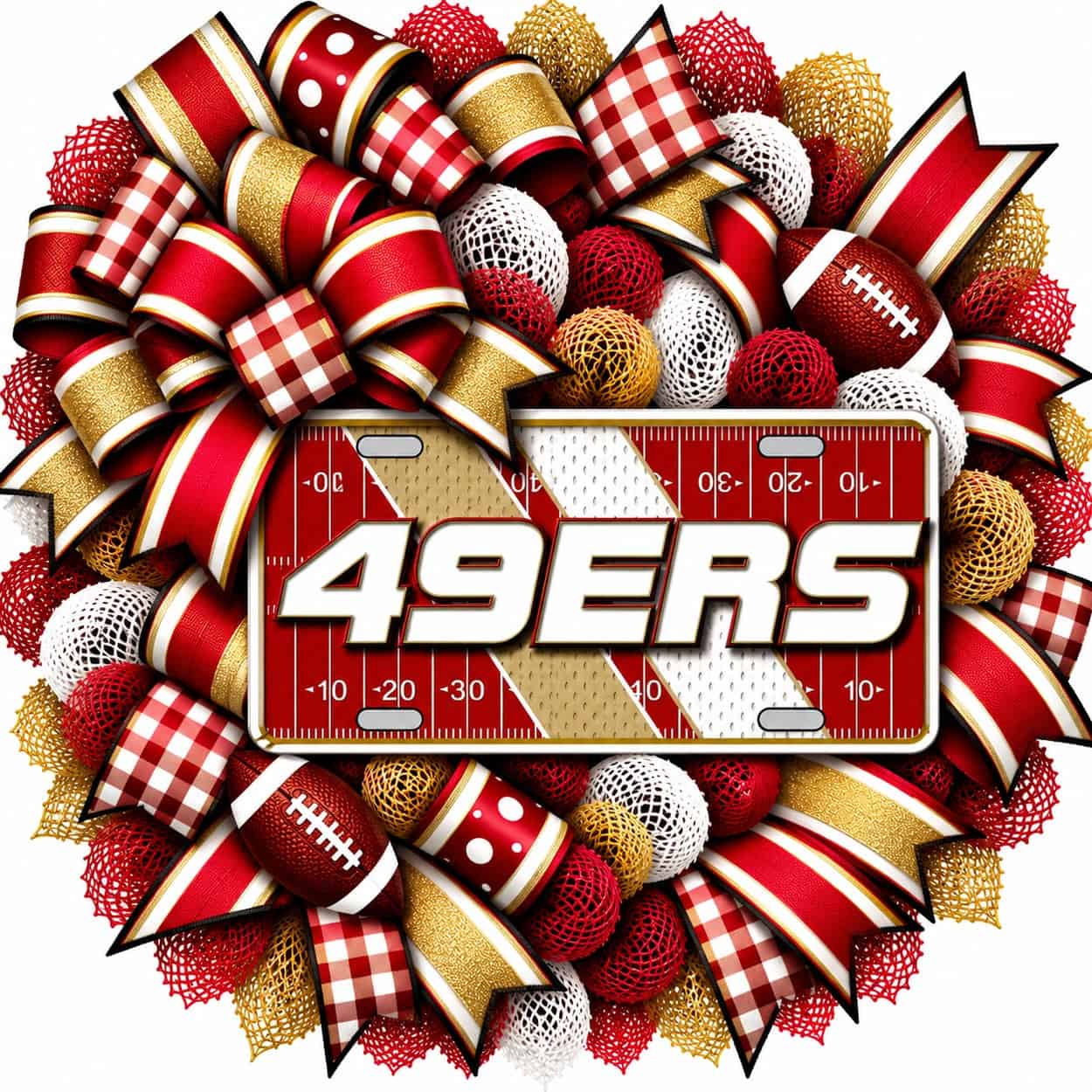 San Francisco 49ers Football Field License Plate Wreath