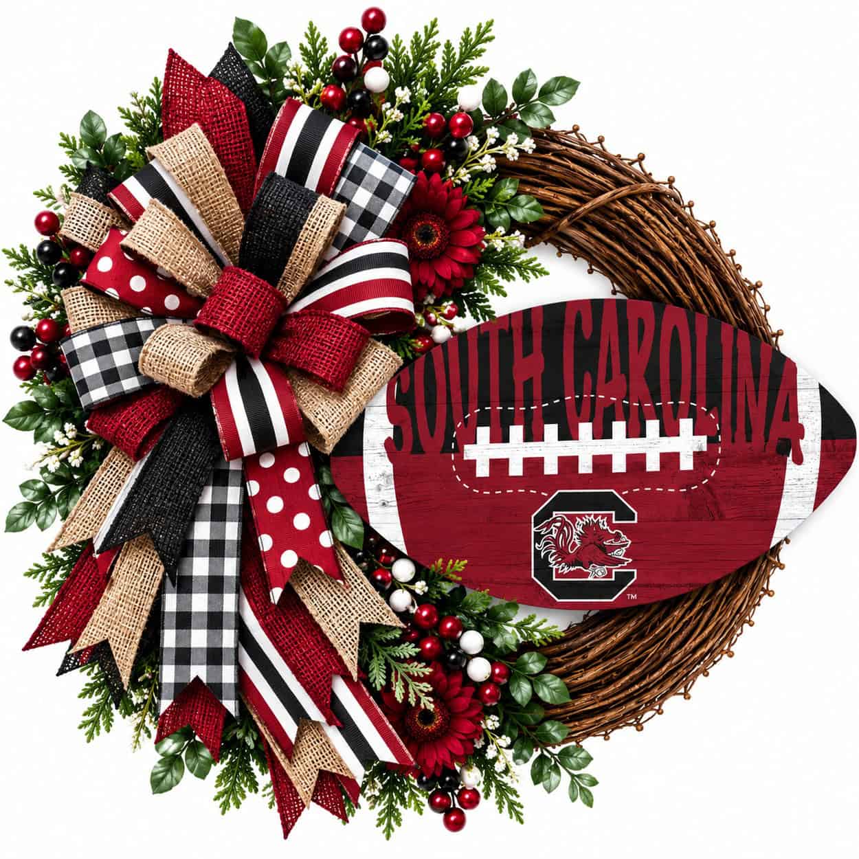 South Carolina football grapevine wreath