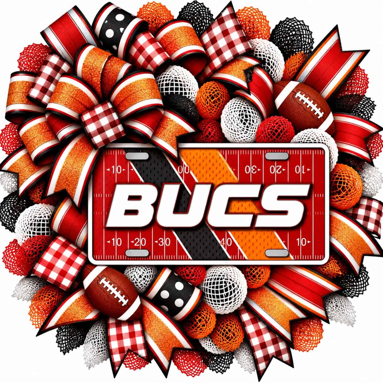 Tampa Bay Buccaneers Bucs Football Field License Plate Wreath