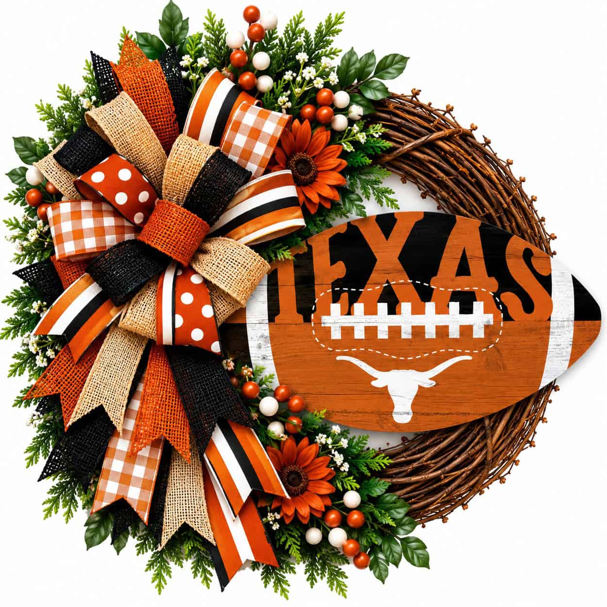 Texas football grapevine wreath