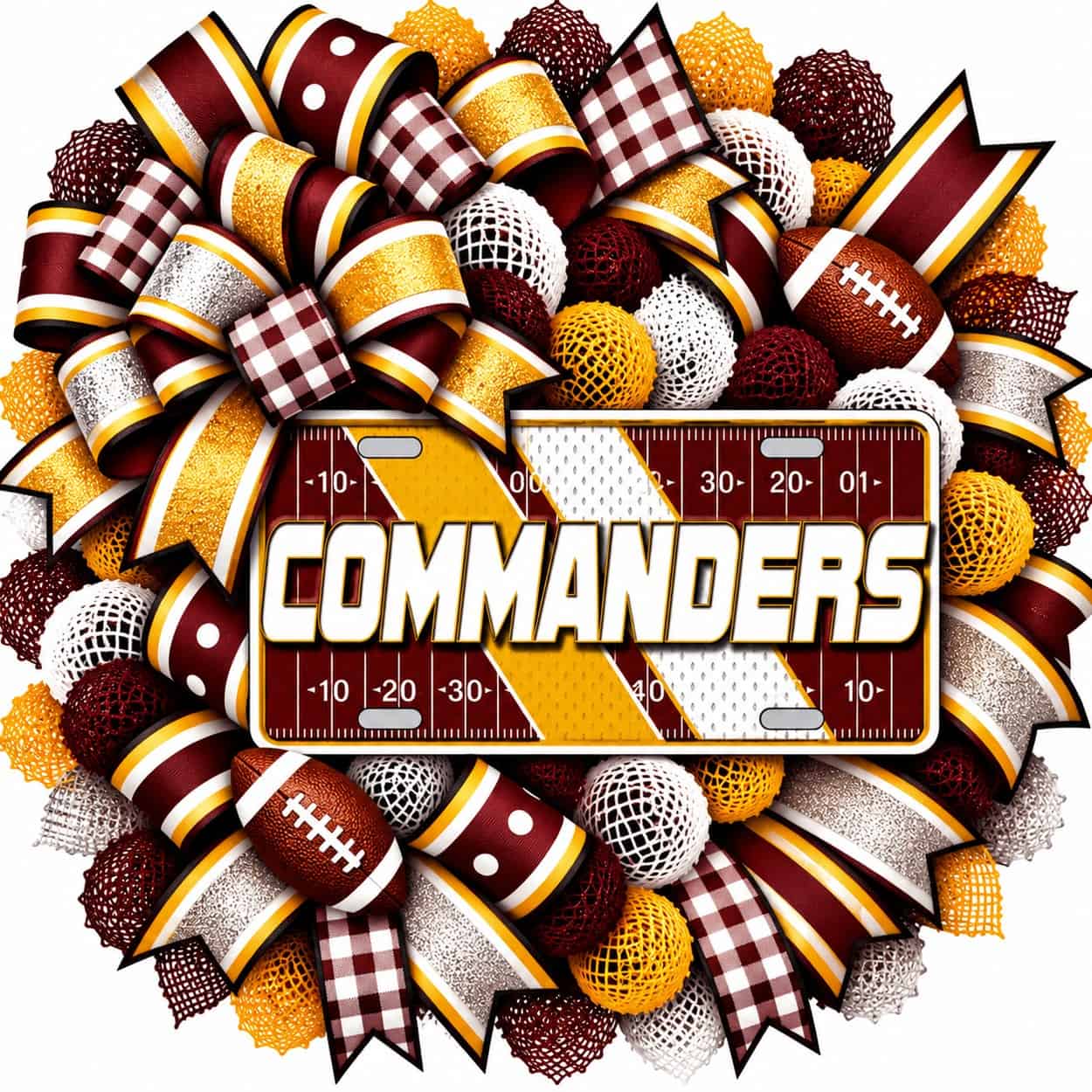 Washington Commanders Football Field License Plate Wreath